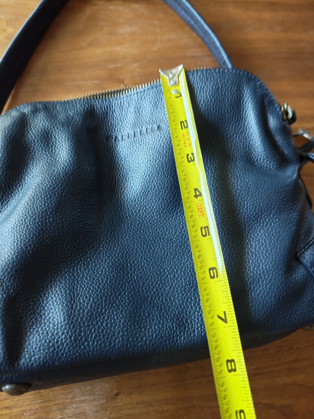 The Wonderers Travel Co Leather Shoulder Bag in Dark Blue - Picture 7 of 9